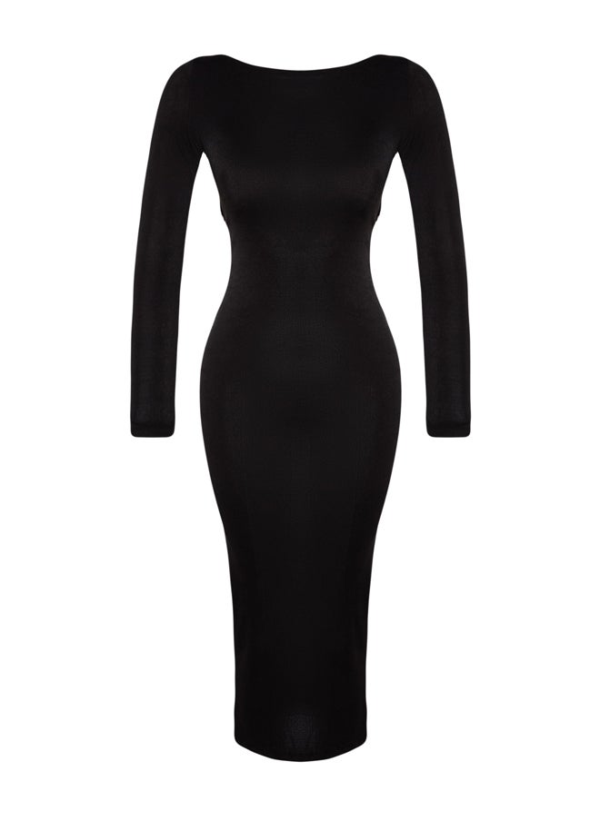 trendyol - Black Fitted Evening Dress with Accessories TPRAW24EL00023. - Image 1