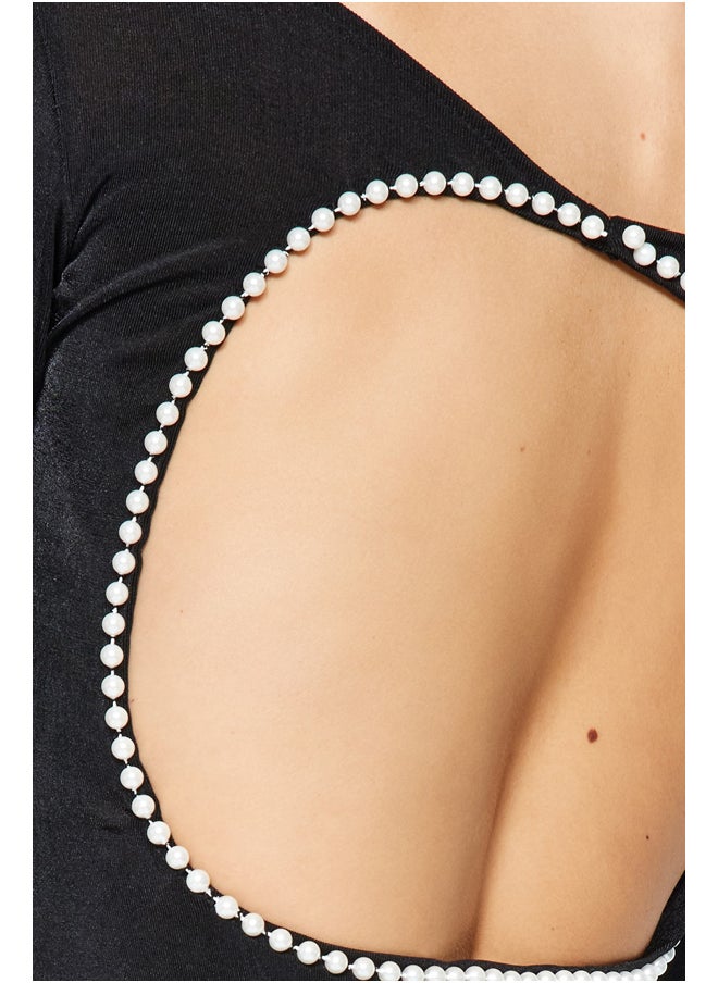 trendyol - Black Fitted Evening Dress with Accessories TPRAW24EL00023. - Image 1