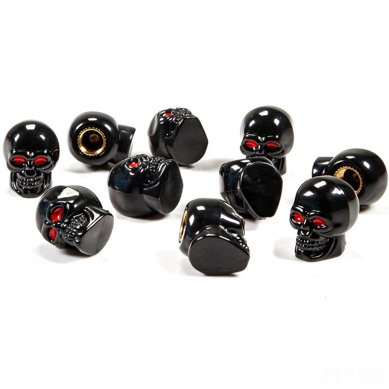Dsycar Black Tire Valve Stem Caps 10 Pack Skull Style Valve Caps Antirust Copper Liner Tire Caps Universal for Cars SUVs Bike Trucks and Motorcycles Black - Image 3