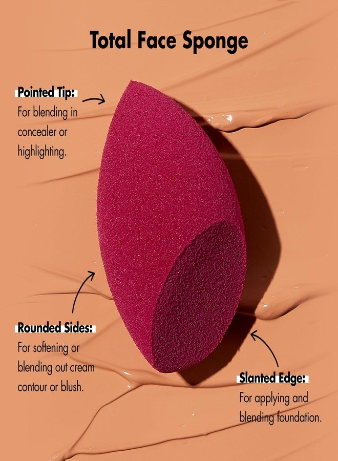 elf e.l.f. Total Face Blending Sponge, Latex-Free Makeup Sponge With Angled & Rounded Sides For Concealer, Foundation & more, Vegan & Cruelty-Free - Image 2