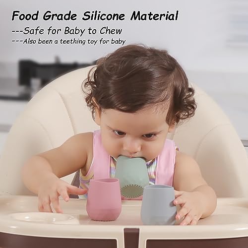Seposeve Silicone Baby Cups for 6-12 Months, 12-24 Months, Pack of 2 Tiny Open Training Silicone Cup for Toddler, Baby Mouth-Like Design, with Capacity Markings, Green Blue - Image 4