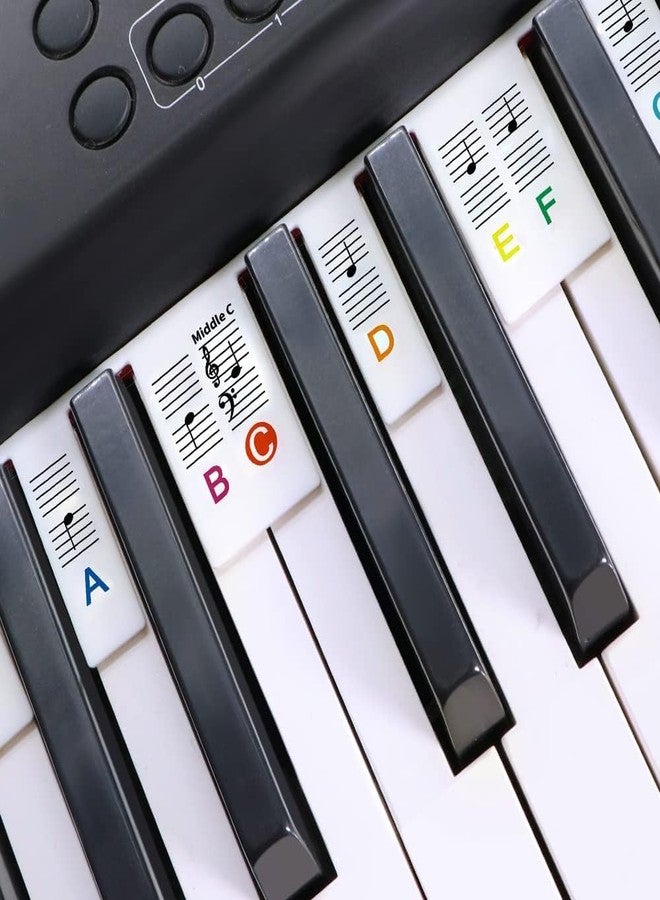 GICUNK Removable Piano Key Stickers Note Labels for 88 Key Full Size GICUNK Silicone Reusable Piano Keyboard Stickers for Beginners Comes with Box(Color) - Image 4