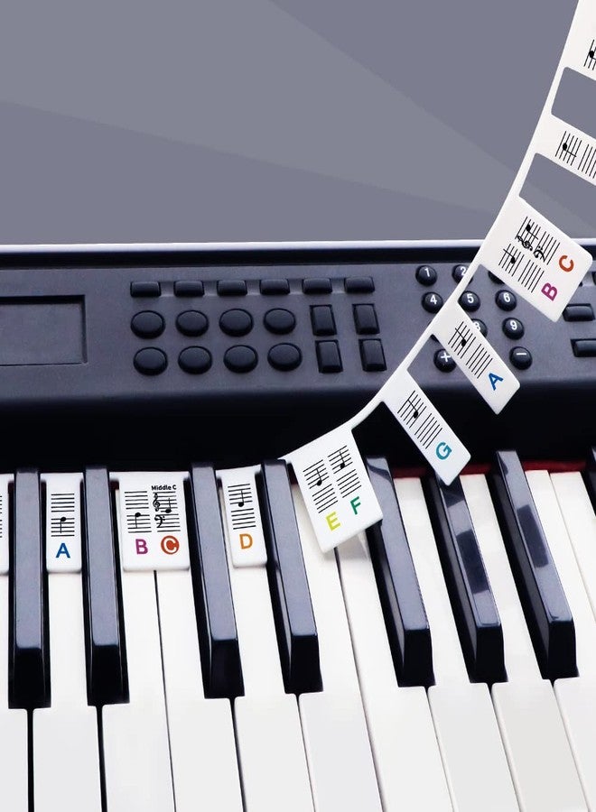 GICUNK Removable Piano Key Stickers Note Labels for 88 Key Full Size GICUNK Silicone Reusable Piano Keyboard Stickers for Beginners Comes with Box(Color) - Image 1