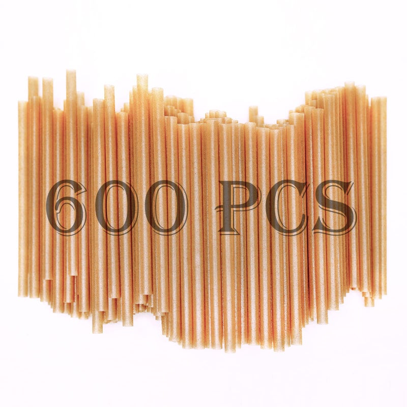 SHAUMN 5 بوصة 600 قطعة من المصاصات القابلة للتحلل المصنوعة من ألياف قصب السكر مصاصات شرب قوية قابلة للتسميد للمشروبات الساخنة والباردة غير ضبابية معبأة في 200 قطعة لكل صندوق (3 عبوات) - Image 1