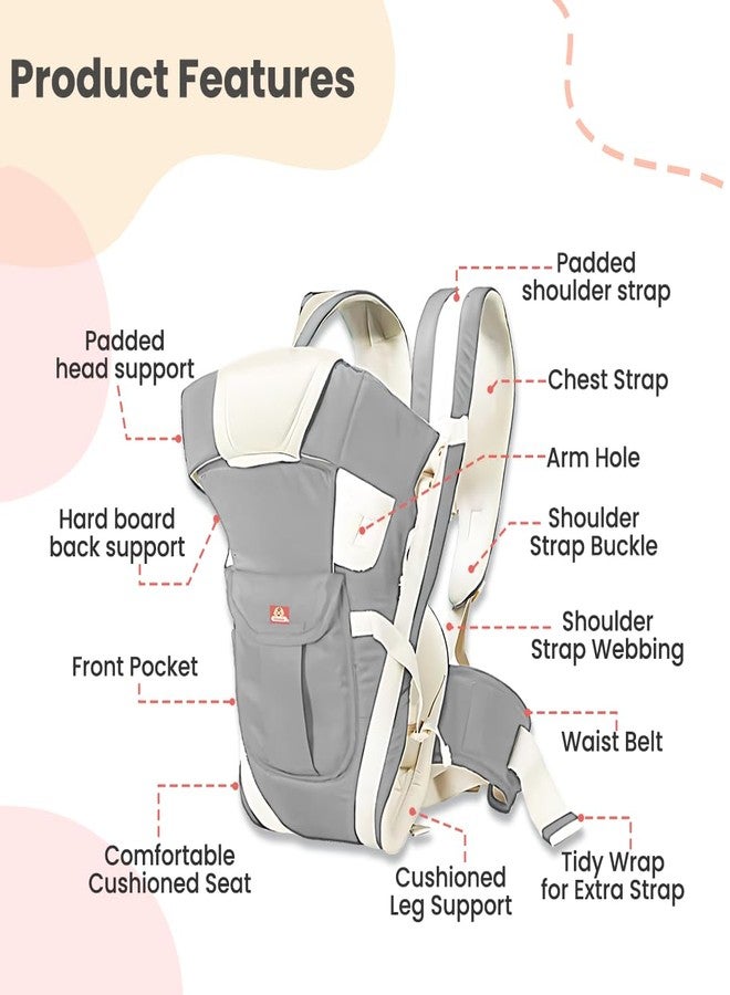 Infantso 4-Way Baby Carrier with 4 Carry Positions, Baby Carrier for 3 to 24 Months, Adjustable Baby Carrying Bag for New-Born to Toddler Carrier, Max Weight Up to 9 Kgs - Image 2