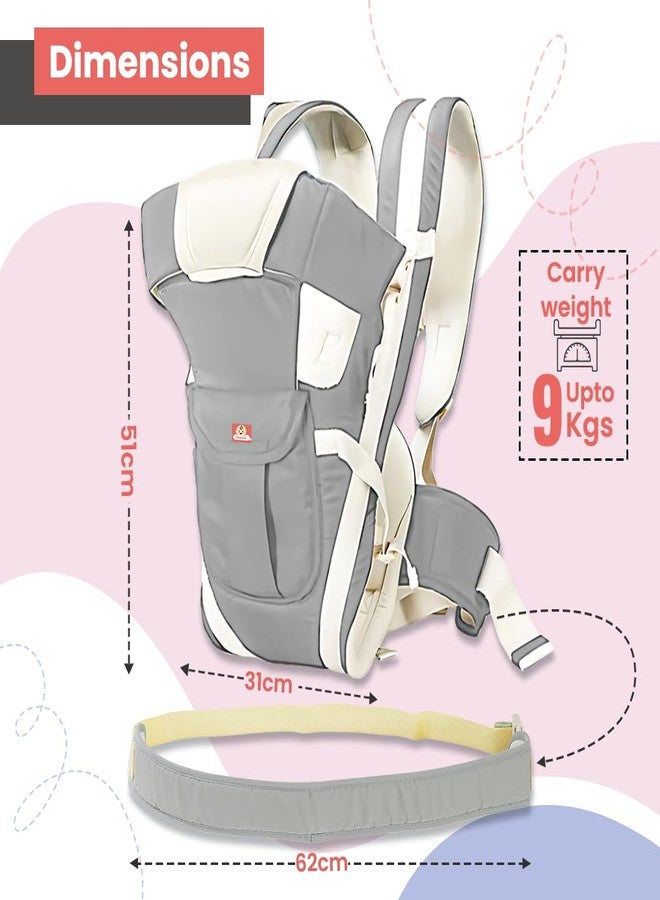 Infantso 4-Way Baby Carrier with 4 Carry Positions, Baby Carrier for 3 to 24 Months, Adjustable Baby Carrying Bag for New-Born to Toddler Carrier, Max Weight Up to 9 Kgs - Image 3