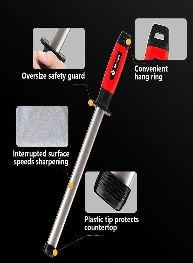 Koja Kota Japan 10-inch Professional Diamond Rod with Carbon Steel Core Dual Grit Sharpener Stick - Coarse Diamond Hone & Fine Ceramic Polishing for Chef, Kitchen, Hunting Knives and other Tools - Image 2