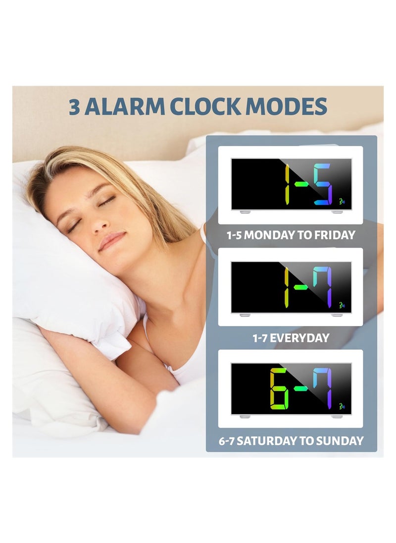 Excefore - Colorful Digital Alarm Clock, Alarm Clocks with Large LED Display, 8 RGB Colorful Alarm Clocks Bedside with Dual Alarm Mains Powered & Snooze, Voice Control, 12/24Hr for Kids Teens - Image 1