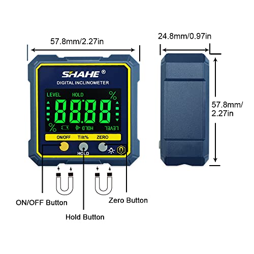 SHAHE Digital Angle Gauge Magnetic Protractor Inclinometer Level Angle Finder Angle Cube Level Box with Magnetic Base and Backlight - Image 2