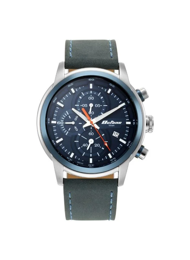تيتان Men's Leather Chronograph Watch 90086KL01 - 46 mm