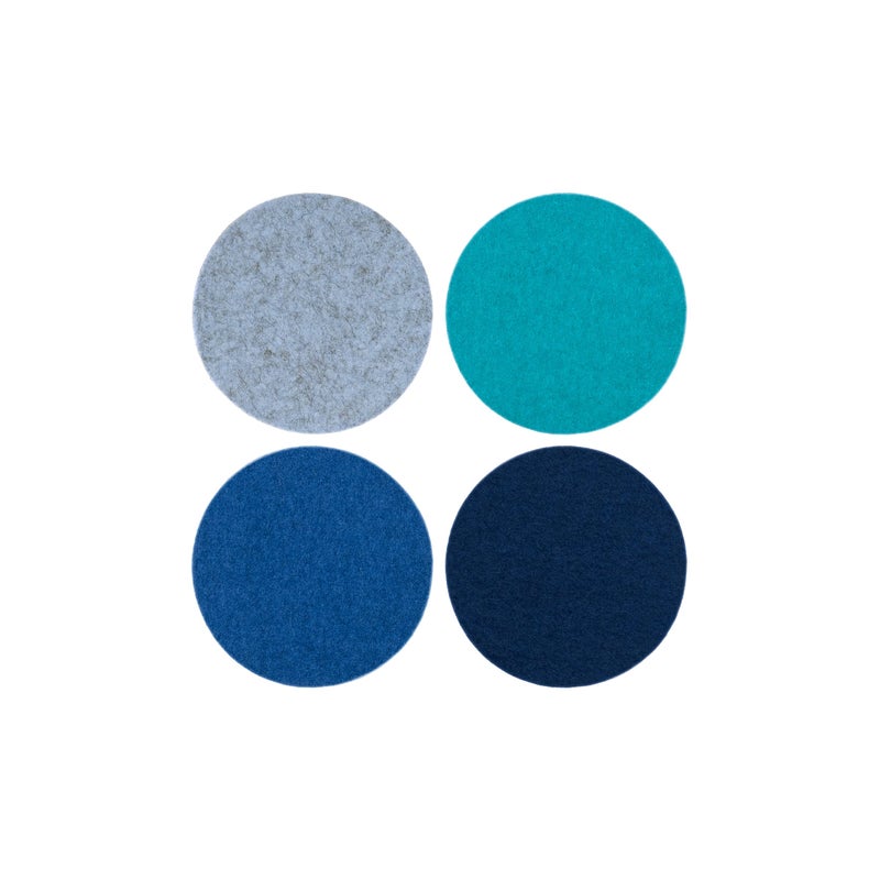 Graf Lantz Bierfilzl Round Felt Coasters - Multi-Color Set of 4-100% Merino Wool - Water-Wicking  Stain-Resistant  Absorbent (Ocean)