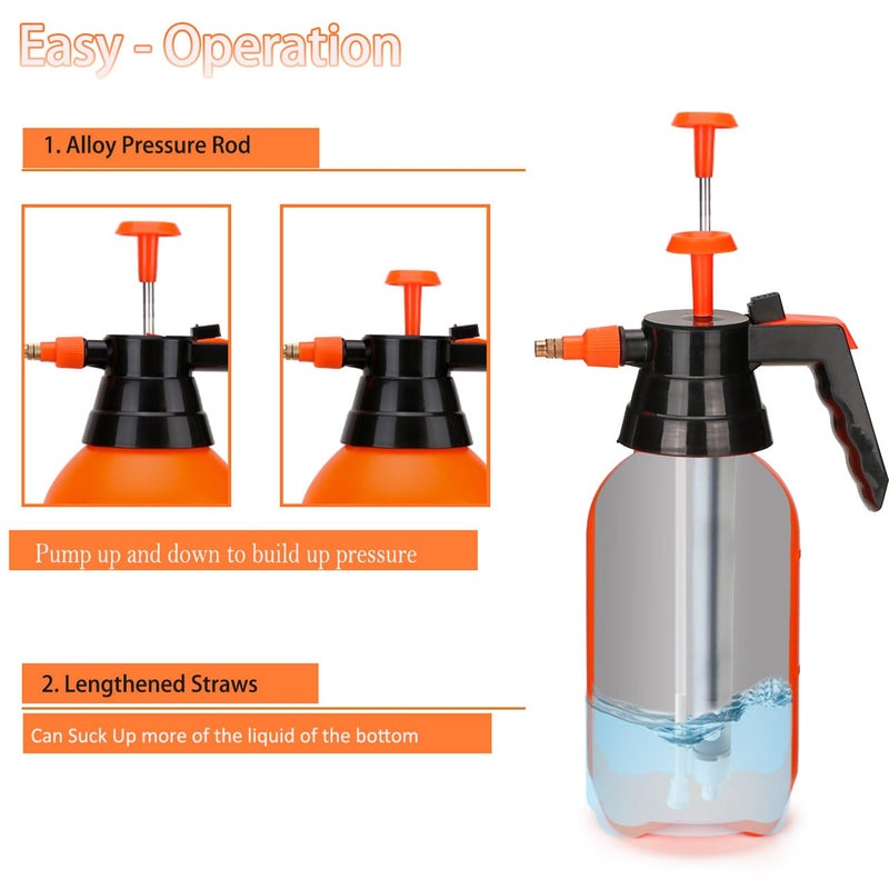MRPAPA Pressurized Hand Sprayer - Multi-Purpose Garden Sprayer Gallon with Adjustable Nozzle (1L-Orange) - Image 5