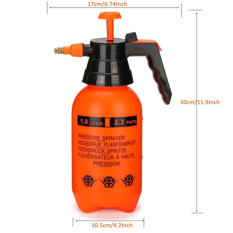 MRPAPA Pressurized Hand Sprayer - Multi-Purpose Garden Sprayer Gallon with Adjustable Nozzle (1L-Orange) - Image 2
