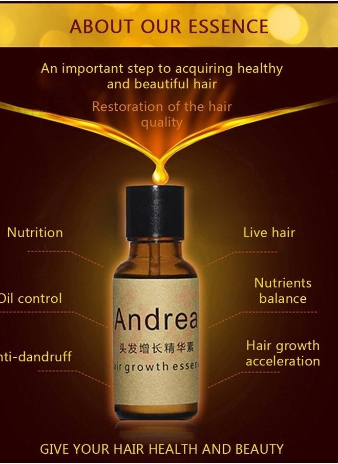 ANDREA HAIR GROWTH ESSENCE - 5 x 20ML Andrea Hair Growth Essence Hair Loss Stop Fast Hair Growth Products Regrow Scalp Treatments Ginger Genseng Raise Dense Hair Liquid For Damaged Hair Enhance Your Overall Hair Condition - Image 1