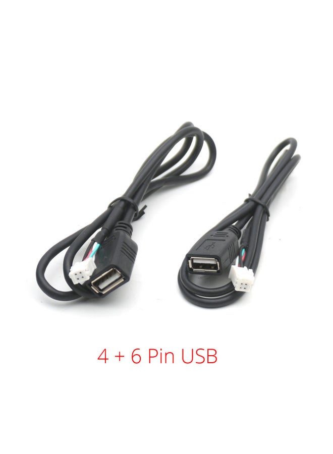 Car Android Large Screen Navigation USB Cable U Disk Data Cable 4P6P Pinhole Plug Driving Recorder To Cable-Cord Length:80cm [6pin/dual Usb] - Image 3