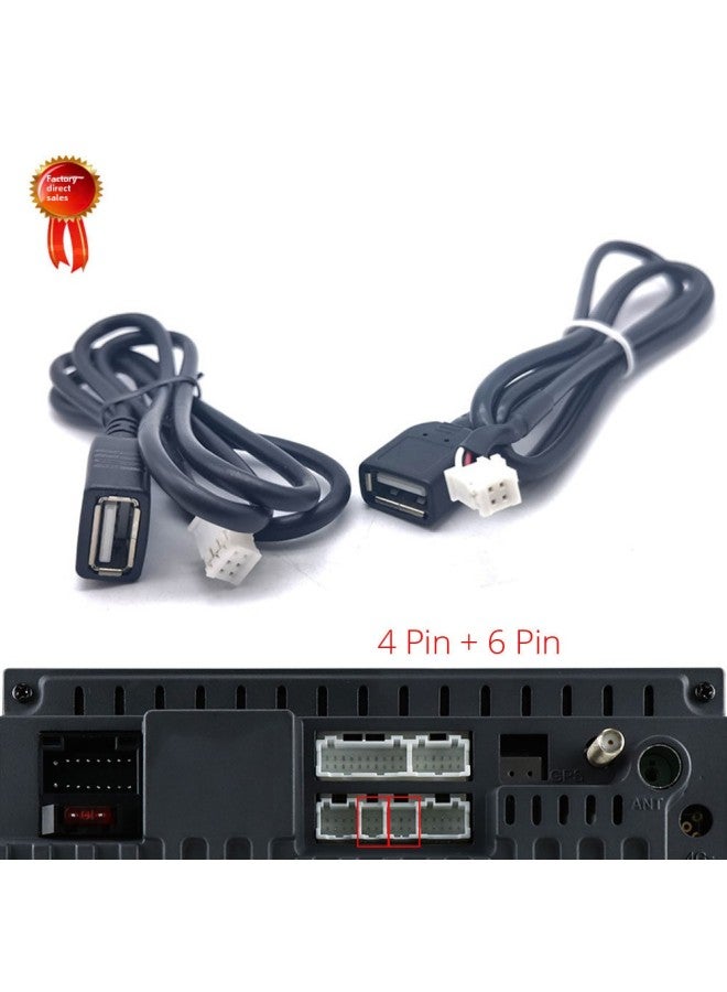 Car Android Large Screen Navigation USB Cable U Disk Data Cable 4P6P Pinhole Plug Driving Recorder To Cable-Cord Length:80cm [6pin/dual Usb] - Image 1