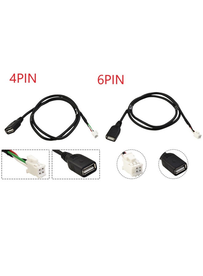 Car Android Large Screen Navigation USB Cable U Disk Data Cable 4P6P Pinhole Plug Driving Recorder To Cable-Cord Length:80cm [6pin/dual Usb] - Image 2