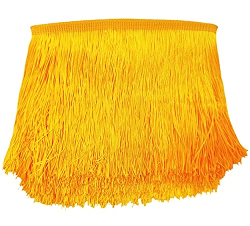 LauthenS 10 Yards of 6 Chainette Fringe Trim Tassel Sewing Trim for DIY Craft Latin Dress Lamp Shade Decoration Mustard Yellow