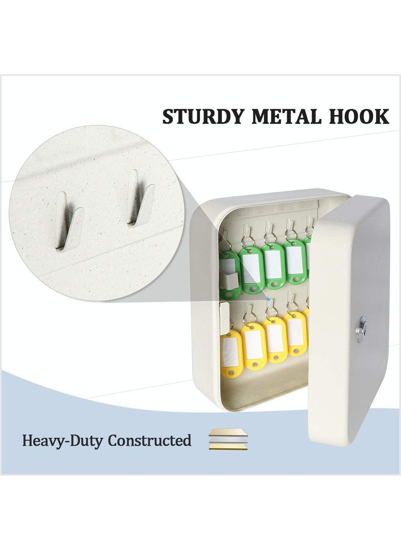 BAHUNAMI BAHUNAMI Security Metal Key Box with 20 Tags Small Adjustable Wall Mount Key Lock Cabinet 78 x 62 x 28 White  - Image 3