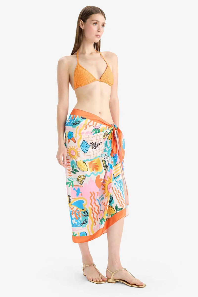 ديفاكتو Fall in Love Regular Fit Patterned Satin Beachwear