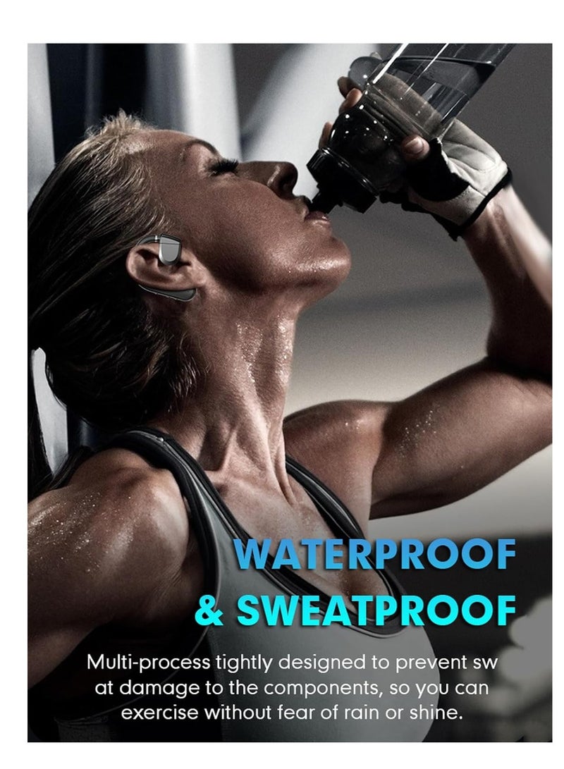 SYOSI سماعة أذن واحدة سماعات أذن مفتوحة التوصيل الهوائي العظمي سماعة أذن لاسلكية بتقنية البلوتوث مع ميكروفون للهواتف المحمولة وقت تشغيل يصل إلى 30 ساعة سماعات أذن موصلة بالهواء العظمي للعمل الرياضي - Image 3