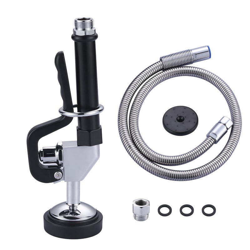 IVIGA Commercial Sink Sprayer Valve with Hose iVIGA 45 Flexible Stainless Steel Commercial Kitchen Spray Hose 13 385 GPM High Pressure Pre Rinse Spray Nozzle Black 7820UNEF Handle Assembly - Image 2