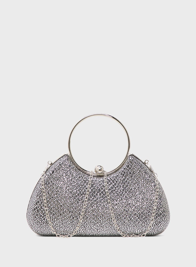 مشبك معدني مزين بالكريستال