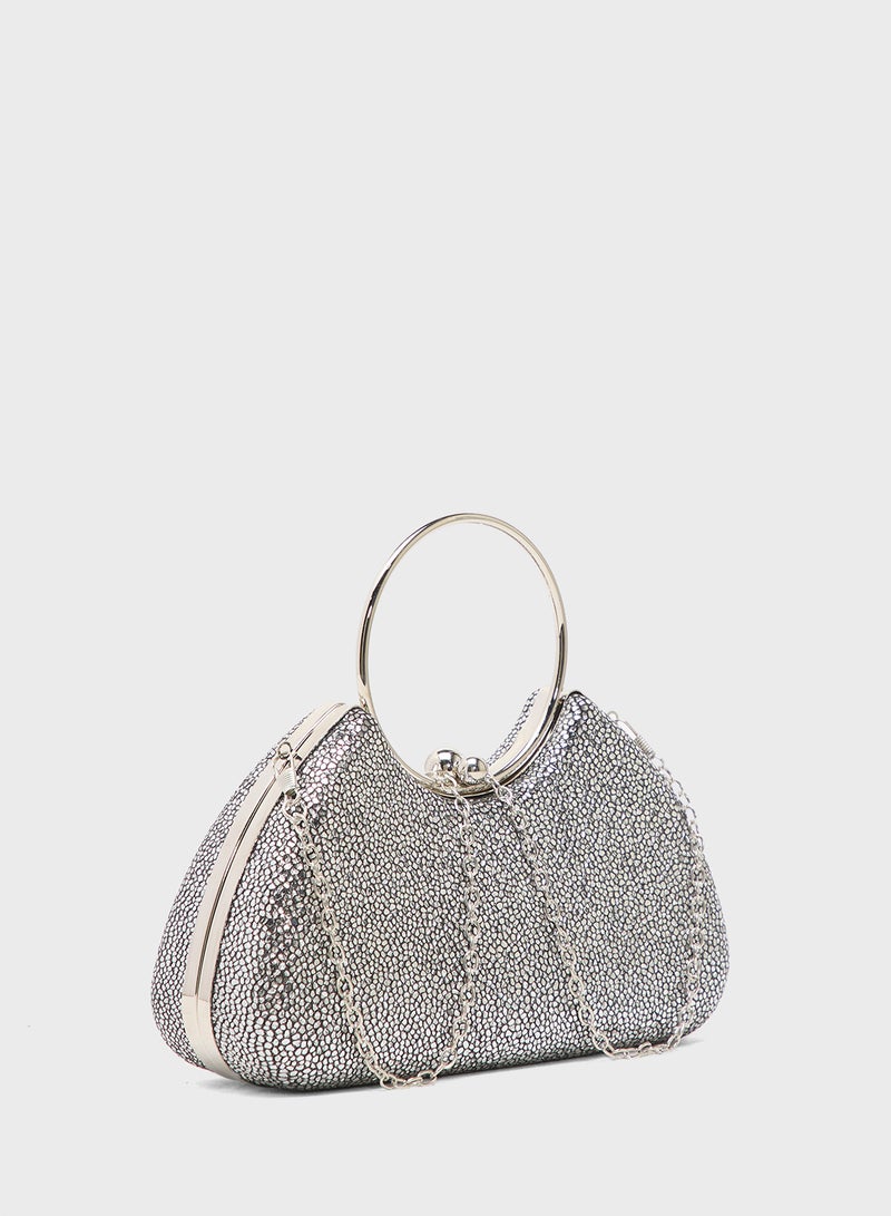 مشبك معدني مزين بالكريستال