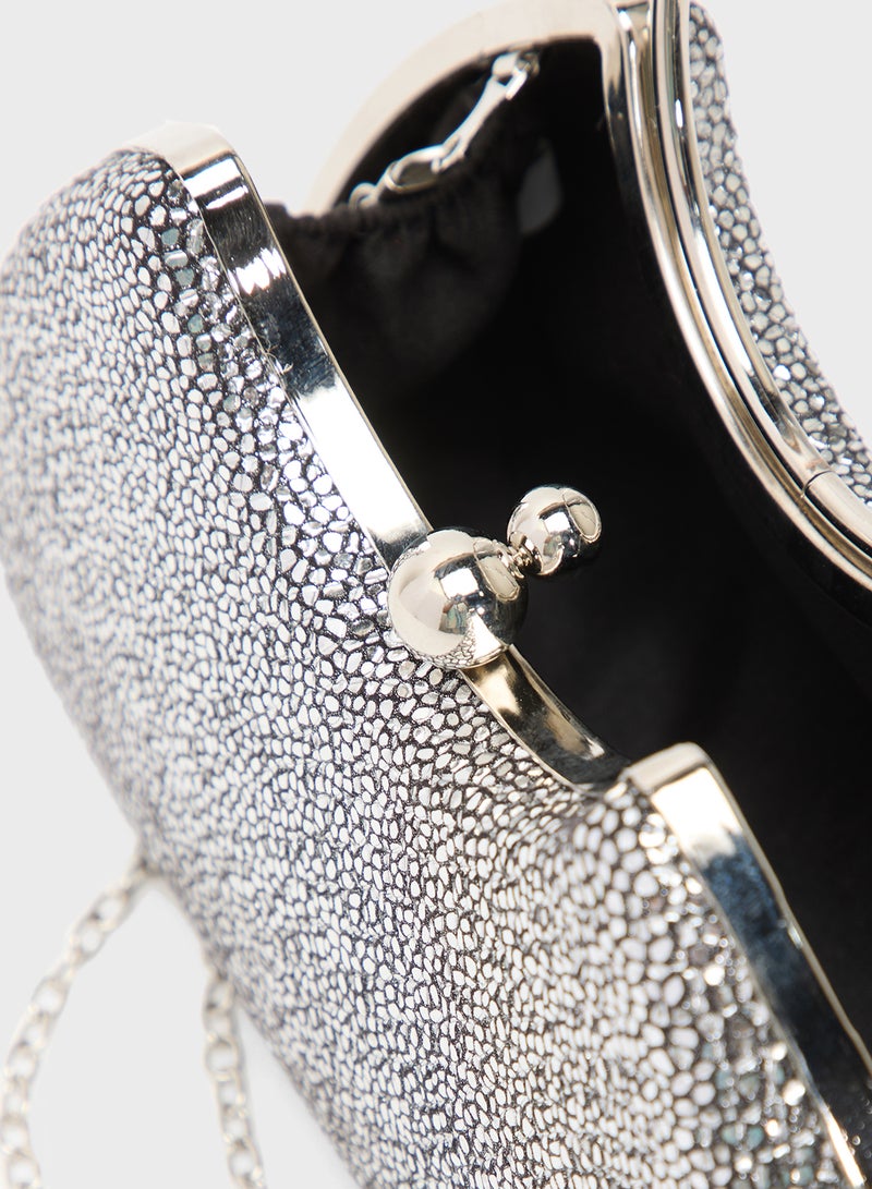 مشبك معدني مزين بالكريستال