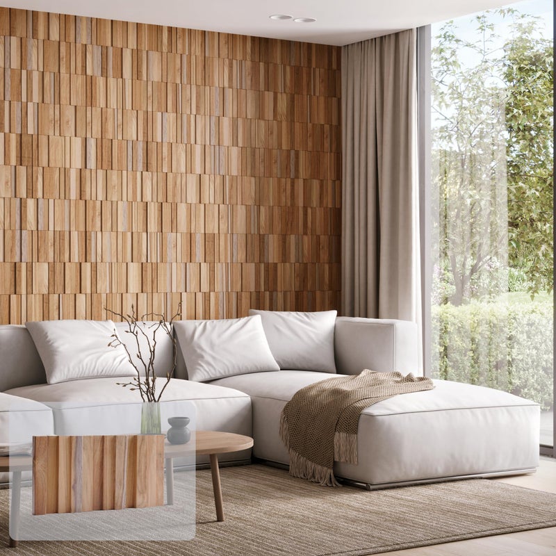 Wall!Supply 3D Wall Panels â€“ Reclaimed Vertical Asian Teak Wood â€“ Home Decor Wallpaper Alternative for Living Room, Bedroom & Office â€“ Easy DIY Installation â€“ 16 Pack, Covers 11.15 Sq Ft - Image 2