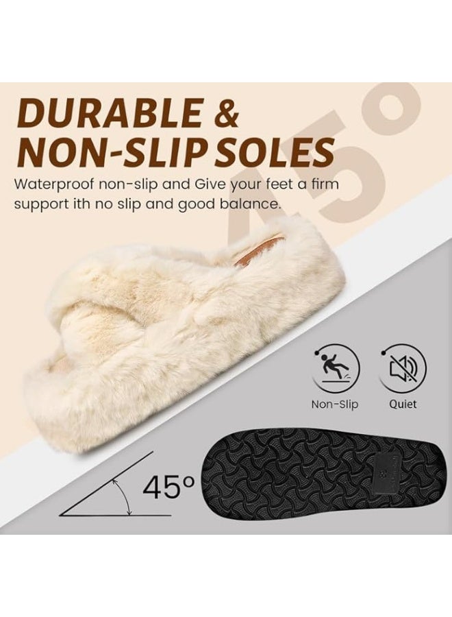 Lucky Kids Women's Slippers Cozy Memory Foam House Bedroom Slippers for Women Fuzzy Plush Comfy Faux Fur Lined Slide Shoes Anti-Skid Sole Trendy Gift Slippers - Image 4