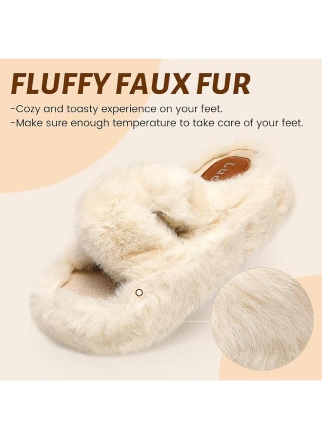 Lucky Kids Women's Slippers Cozy Memory Foam House Bedroom Slippers for Women Fuzzy Plush Comfy Faux Fur Lined Slide Shoes Anti-Skid Sole Trendy Gift Slippers - Image 2