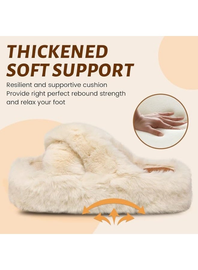 Lucky Kids Women's Slippers Cozy Memory Foam House Bedroom Slippers for Women Fuzzy Plush Comfy Faux Fur Lined Slide Shoes Anti-Skid Sole Trendy Gift Slippers - Image 3
