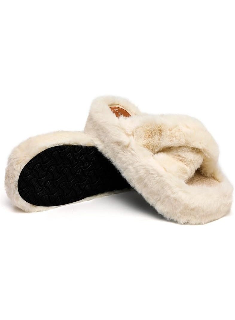 Lucky Kids Women's Slippers Cozy Memory Foam House Bedroom Slippers for Women Fuzzy Plush Comfy Faux Fur Lined Slide Shoes Anti-Skid Sole Trendy Gift Slippers - Image 1