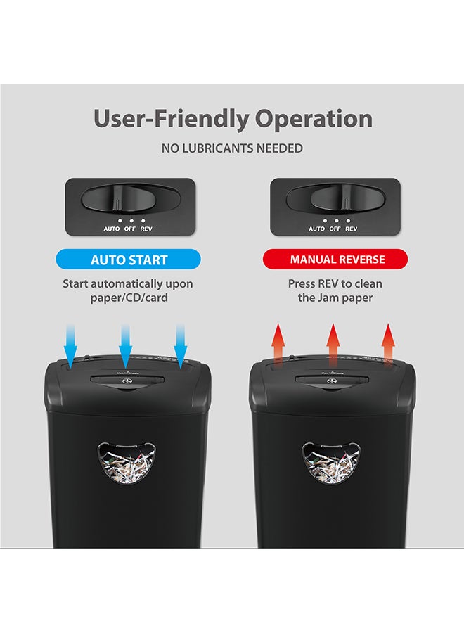 شو وو آلة تقطيع ورق، ١٠ ورقات تقطيع عرضي مع سلة سعة ٢١ لترًا، مستوى أمان عالي P-٤، تصميم بثلاثة أوضاع تقطيع للبطاقات/الأقراص المدمجة/الدبابيس/المشبك، آلة تقطيع متينة، نظام مقاوم للانحشار للمكتب - Image 5