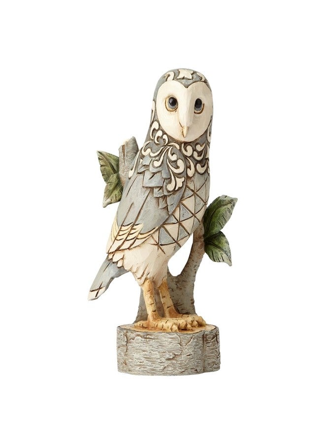 إنيسكو تمثال بومة الغابة البيضاء على غصن من الراتنج من إنتاج شركة Enesco، رقم 4056970، من مجموعة جيم شور هارتوود كريك، بطول 4.49 بوصة، باللون الرمادي. - Image 1