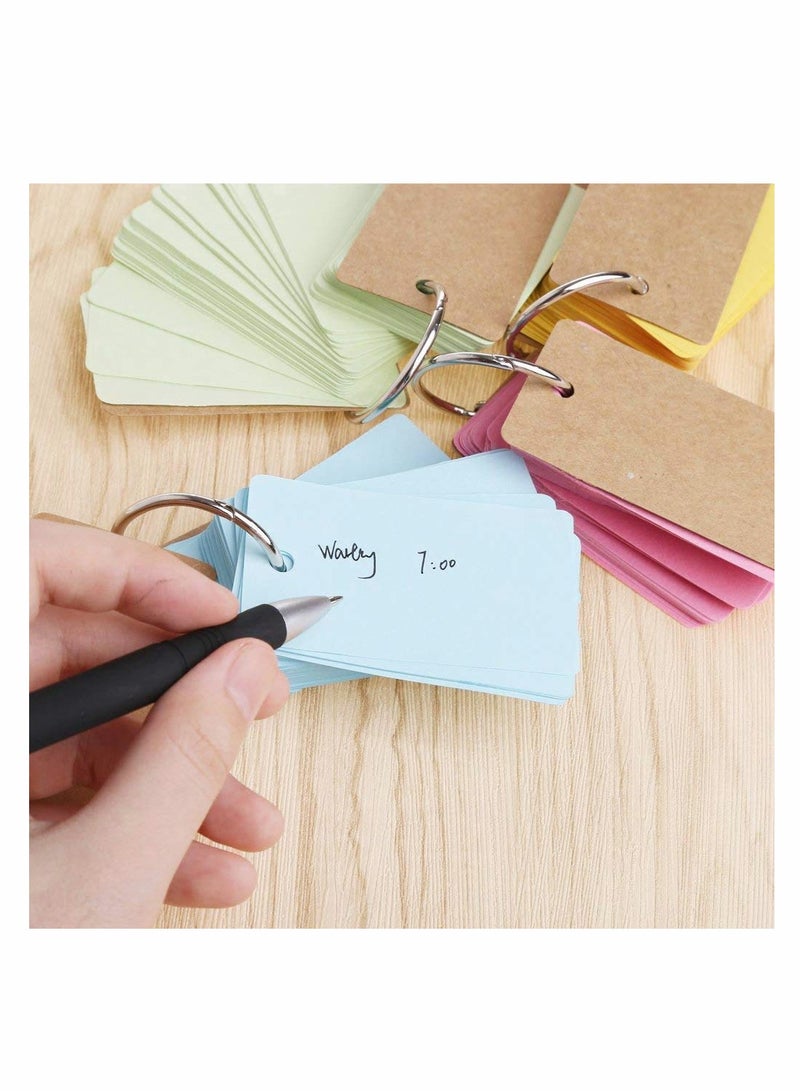Pack of 7 Binder Ring Easy Flip Flash Kraft Paper Study Cards, 350 Pieces Multicolor - Image 2