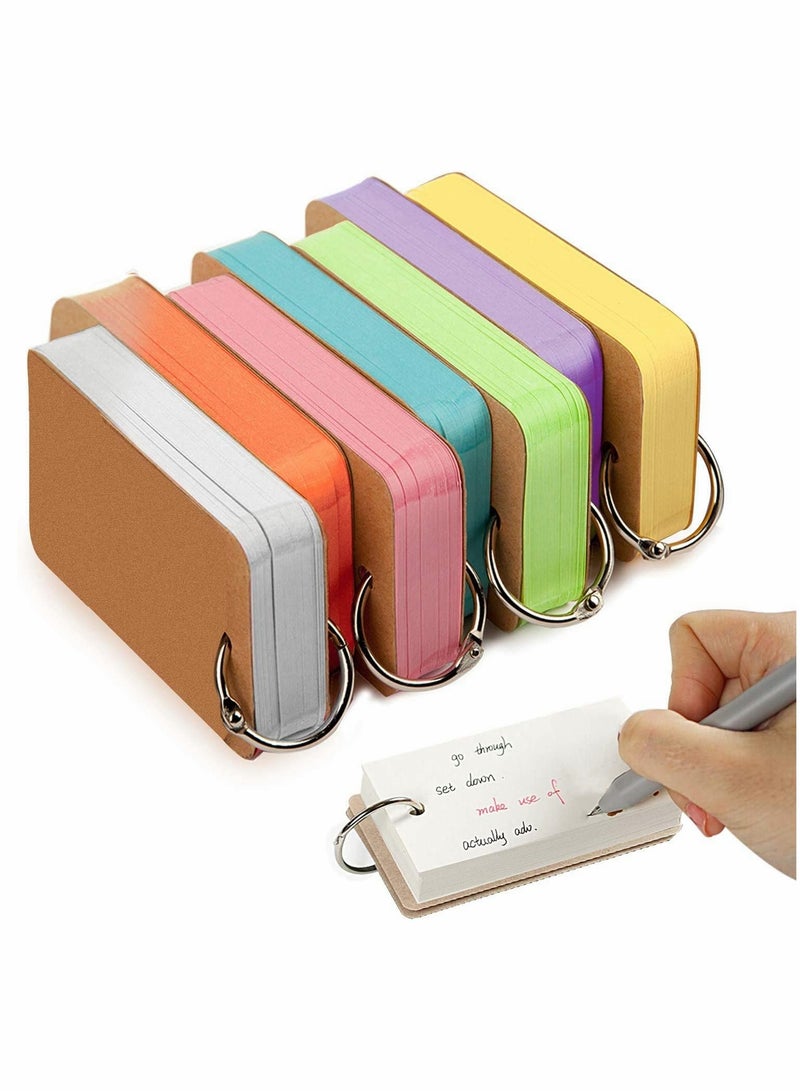 Pack of 7 Binder Ring Easy Flip Flash Kraft Paper Study Cards, 350 Pieces Multicolor - Image 1