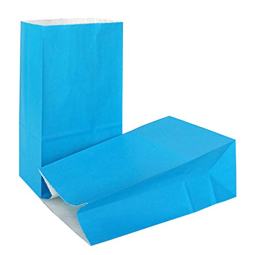 KEYYOOMY 50 CT Small Paper Bags Blue Party Goodie Bags Party Favor Bag Paper Lunch Bag (Sky Blue, 50 CT, 9.4 X 5.1 X 3.1 In) - Image 1