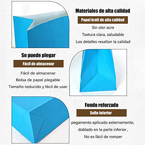KEYYOOMY 50 CT Small Paper Bags Blue Party Goodie Bags Party Favor Bag Paper Lunch Bag (Sky Blue, 50 CT, 9.4 X 5.1 X 3.1 In) - Image 4
