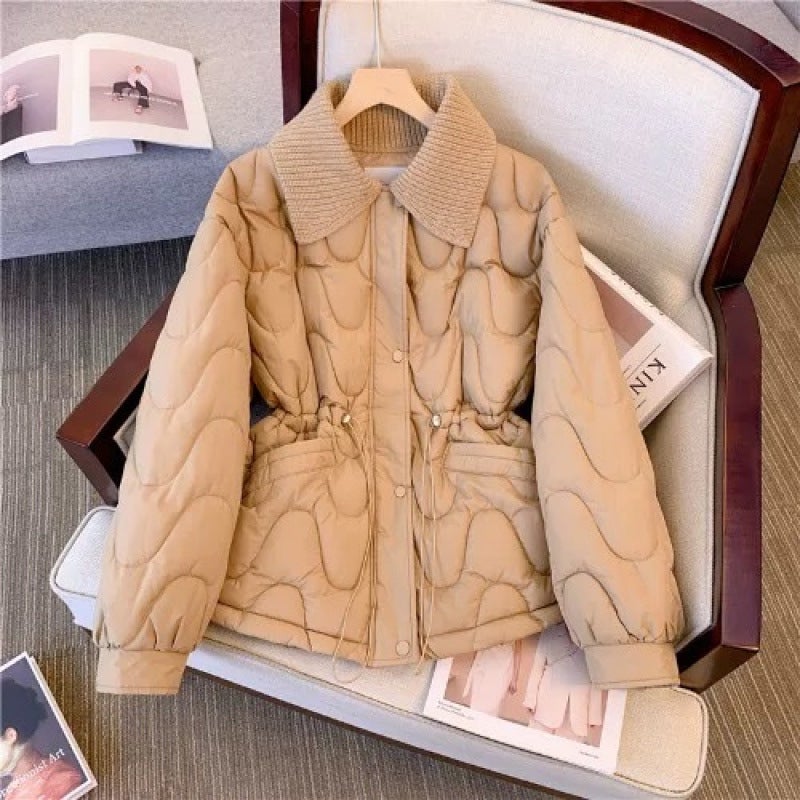 Thickened Down Cotton-padded Coat Womens Winter New Arrival 2024 Fashionable All-Match Cotton-padded Coat Lapel Cotton-padded Coat Short Coat White  - Image 3