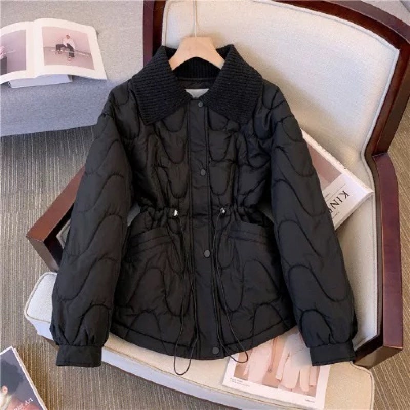 Thickened Down Cotton-padded Coat Womens Winter New Arrival 2024 Fashionable All-Match Cotton-padded Coat Lapel Cotton-padded Coat Short Coat White  - Image 2