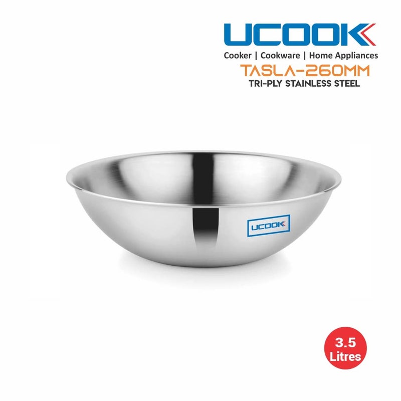 UCOOK Stainless Steel Triply Tasla 260mm34 Litre Steel Grey - Image 2