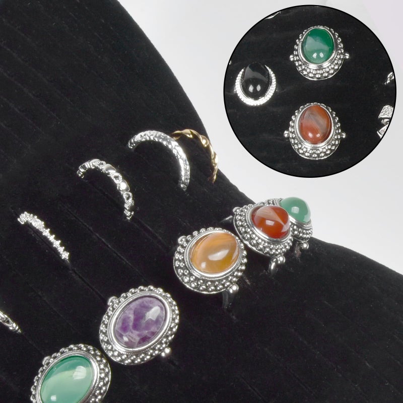 GWCASE Ring Organizer Storage Case - Jewelry Ring Display Collector Box with 42 Slots. Rings Tray Holder Showcase Fits for 50+ Rings, Earrings, Brooches and Cufflinks (Box Only)-Dark - Image 3