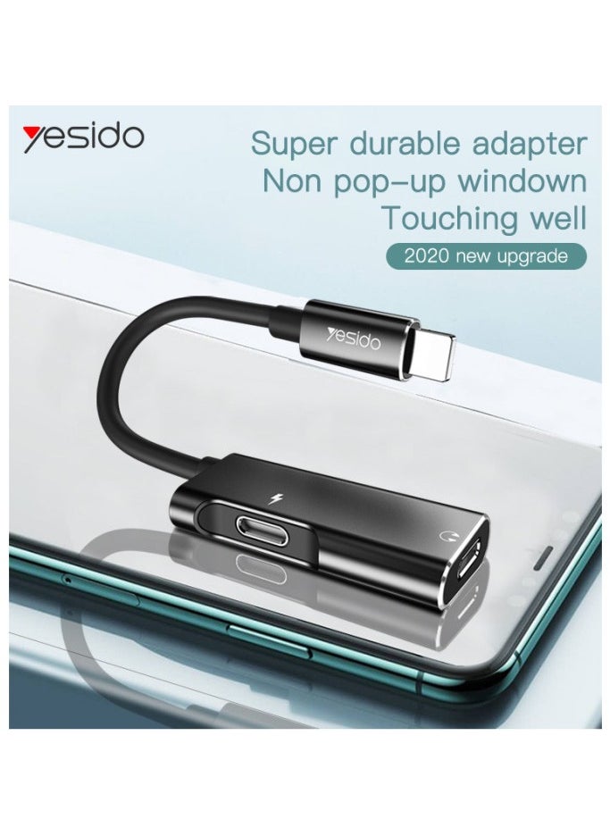Yesido - YAU12 2 in 1 Audio Adapter Convert For Lightning To Lightning Music And Charging Splitter Adapter. - Image 1