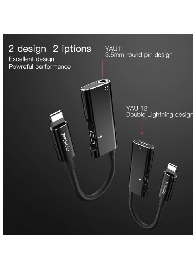 Yesido - YAU12 2 in 1 Audio Adapter Convert For Lightning To Lightning Music And Charging Splitter Adapter. - Image 1