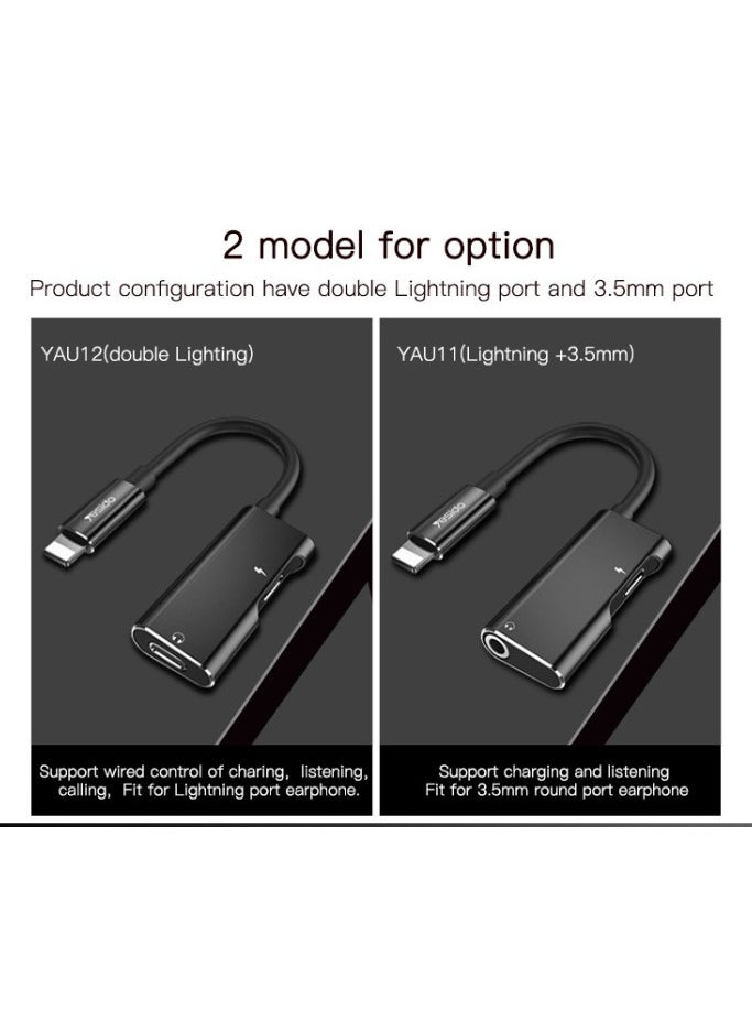 Yesido - YAU12 2 in 1 Audio Adapter Convert For Lightning To Lightning Music And Charging Splitter Adapter. - Image 1
