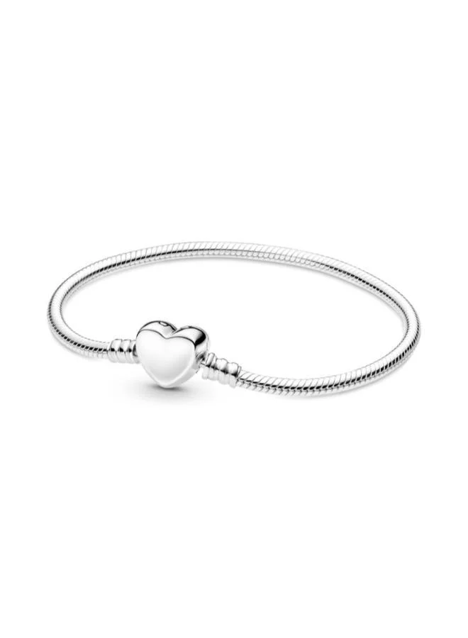 باندورا Pandora Moments Engravable Heart Clasp Snake Chain Bracelet