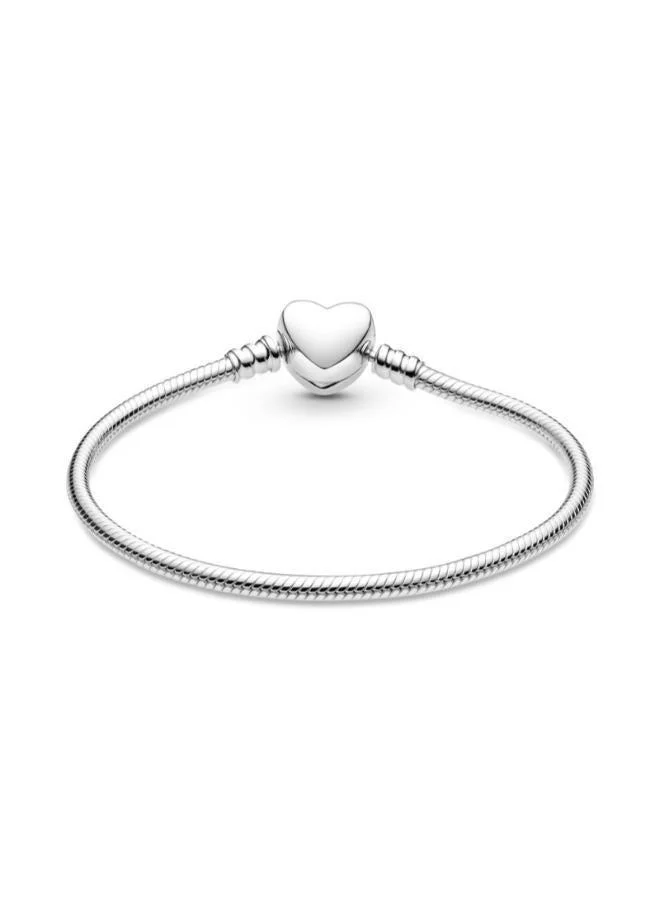 PANDORA  Pandora Moments Engravable Heart Clasp Snake Chain Bracelet for Women | Best Price UAE