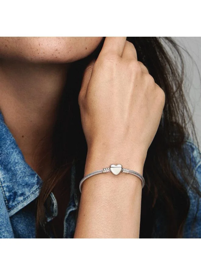 PANDORA  Pandora Moments Engravable Heart Clasp Snake Chain Bracelet for Women | Best Price UAE